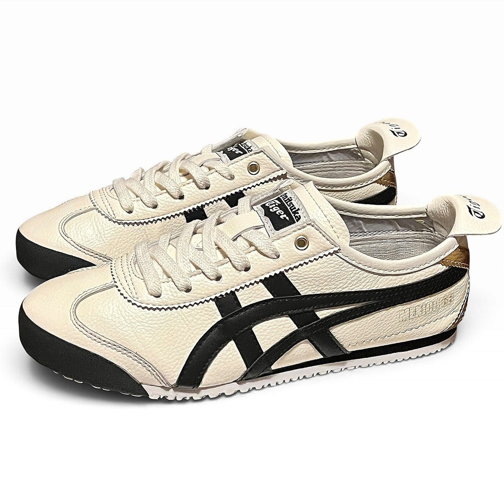 Onitsuka Tiger Mexico 66 Birch Black Gold Leather Sneakers 1183B493Men 6 Wmn 7.5